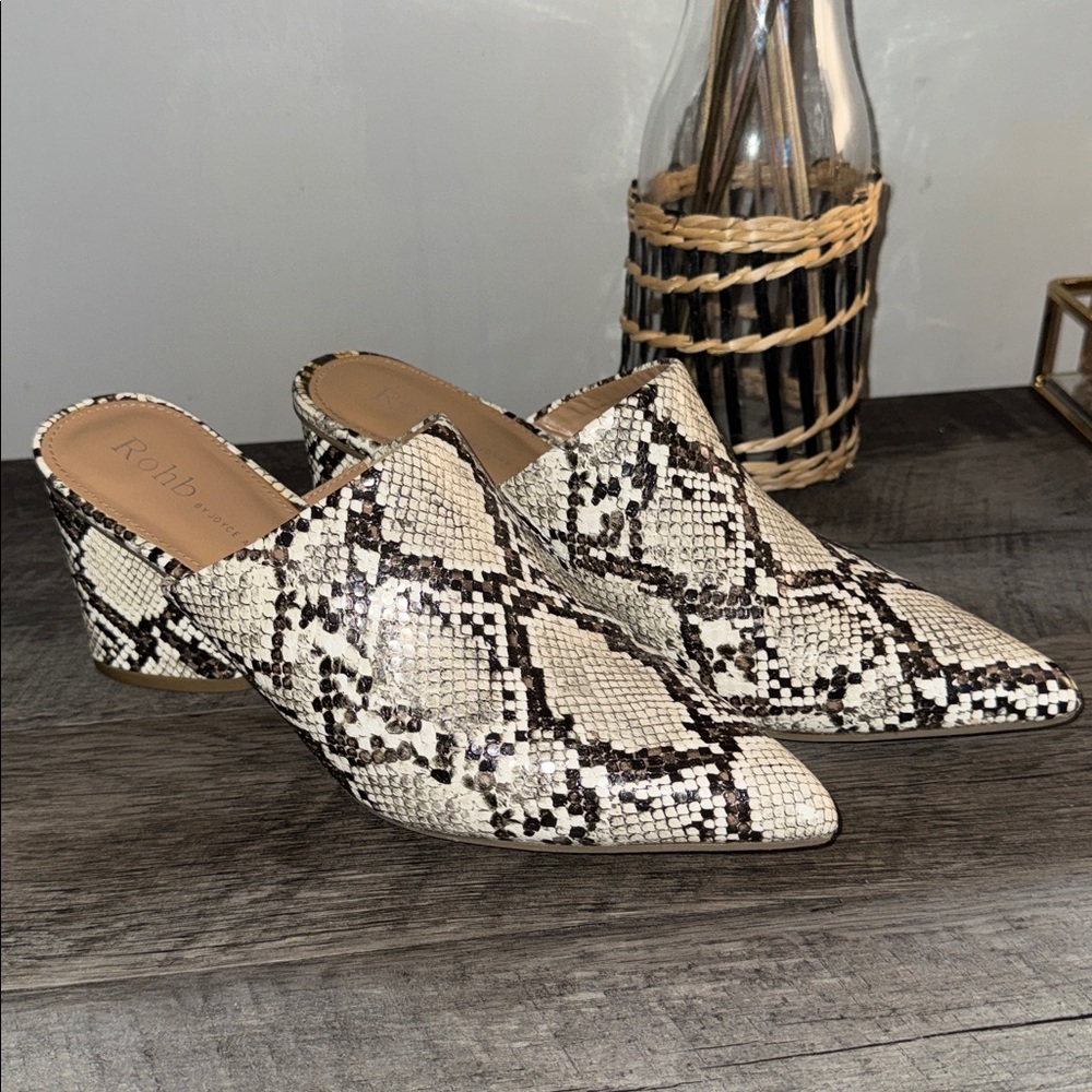 Wild Pair Snakeskin Patterned Mules - image 1